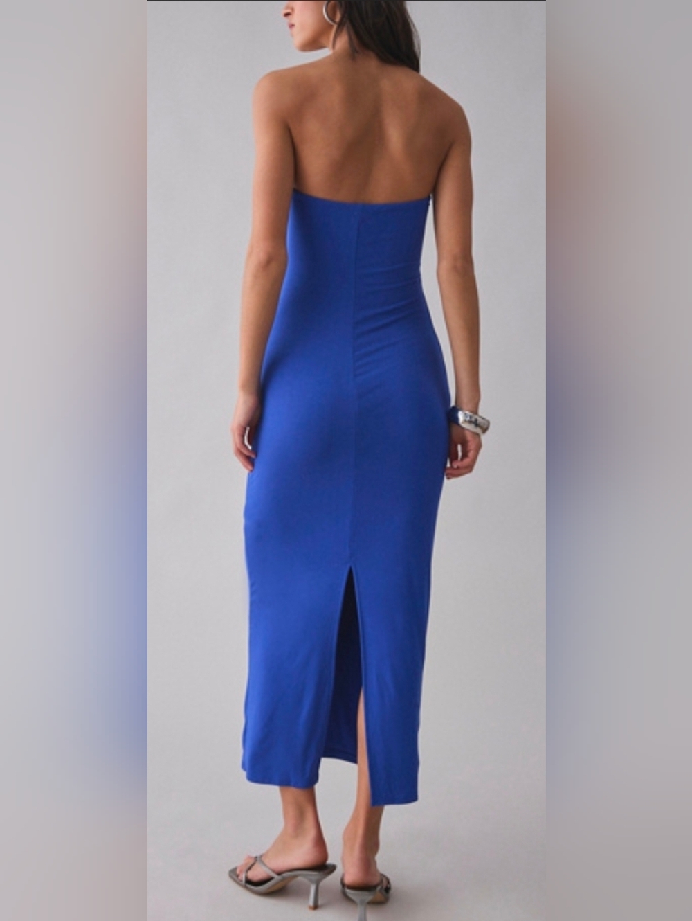Urban Outfitters Strapless Jersey Knit Blue Maxi Dress - Picture 2 of 3